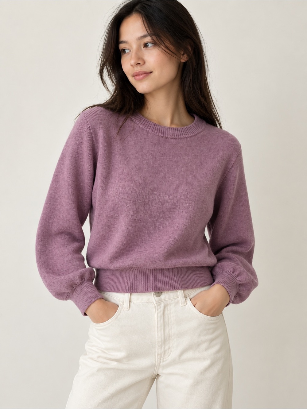 Zara Mauve/Lavender Crewneck Sweater